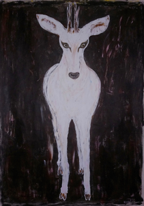 Jong hert
Groot werk op canvas. acryl en pastelkrijt.   180 - 120 cm