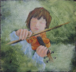 Schilderijen op geprepareerd mdf paneel van 15x15cm, altijd geleverd inclusief blokstandaard of houten ezeltje in een luxe kadoverpakking