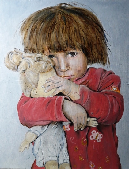 Bang oorlogskind met pop