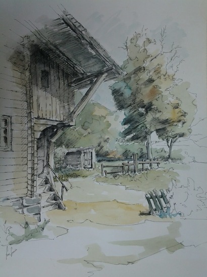 Ingang naar Zwitsers boerenhuis