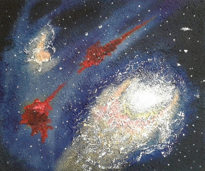 Sterrenhoop met sateliet