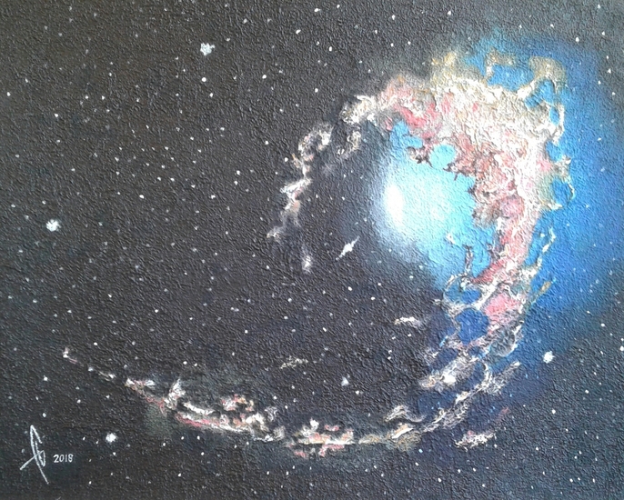 Nevel in rood en blauw