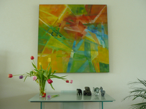 abstracte schilderijen met spannende composities en mooie kleuren