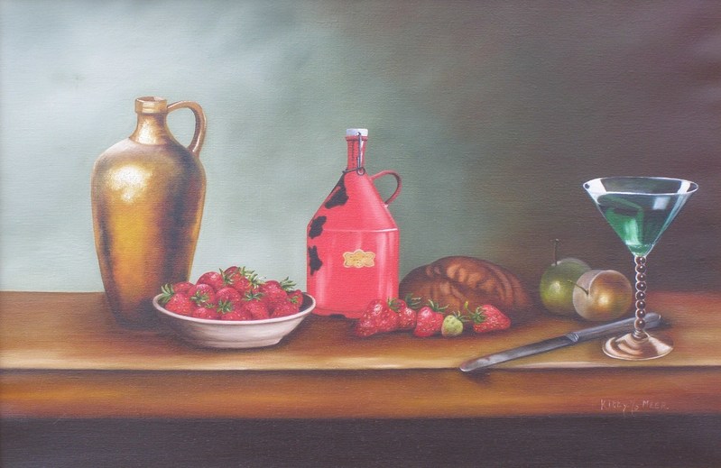 stilleven met oude melkkan