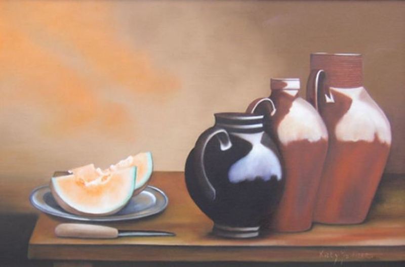 kruiken met gesneden meloen