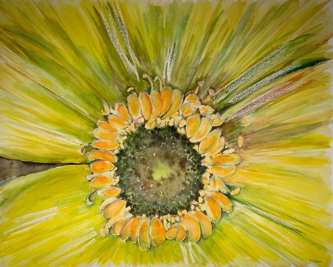 In het hart van een zonnebloem