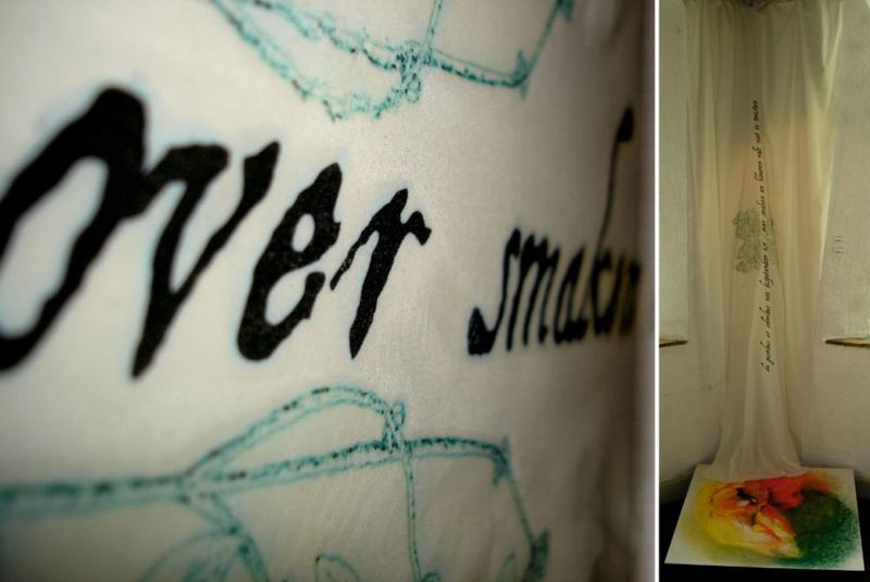 Zee van Smaak /over edible flowers op textiel, papier