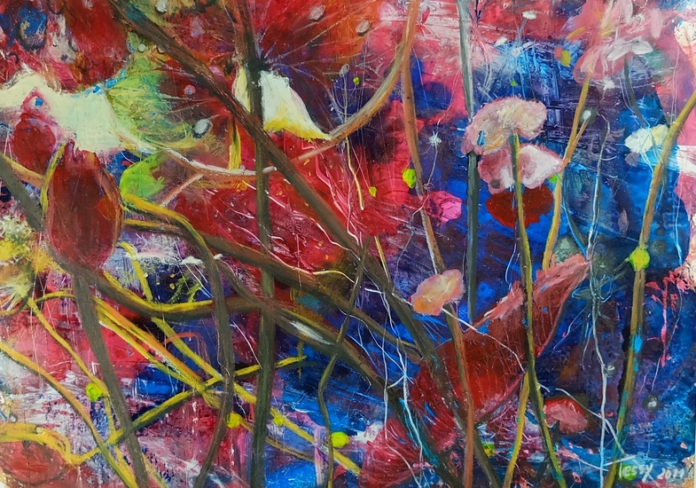 Lelie in paars en blauw