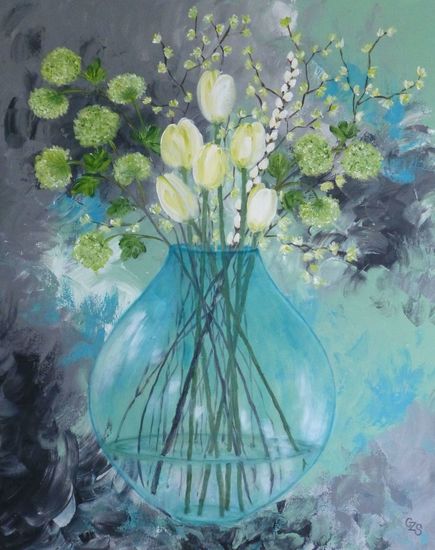 Bloemen in glazen vaas