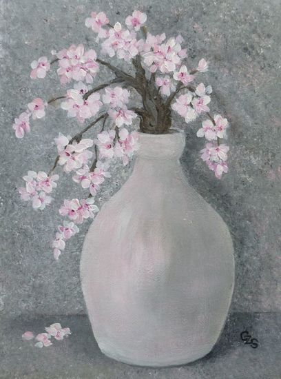 witte vaas met bloesemtak