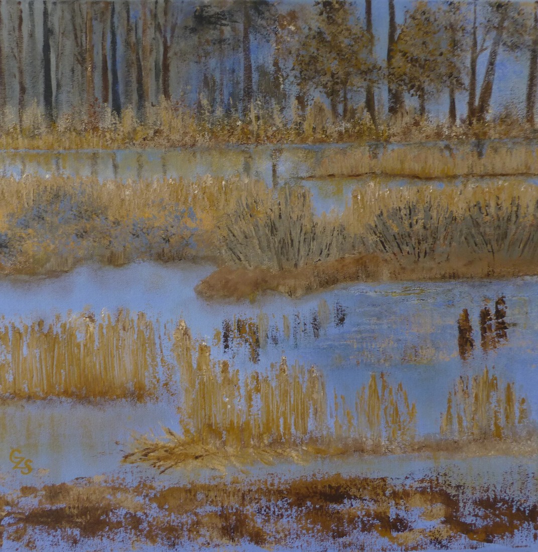 Eilandjes van rietkragen