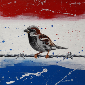Vogels op een klein canvas.
