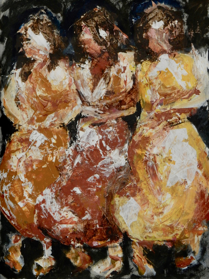 Threesome in red orange