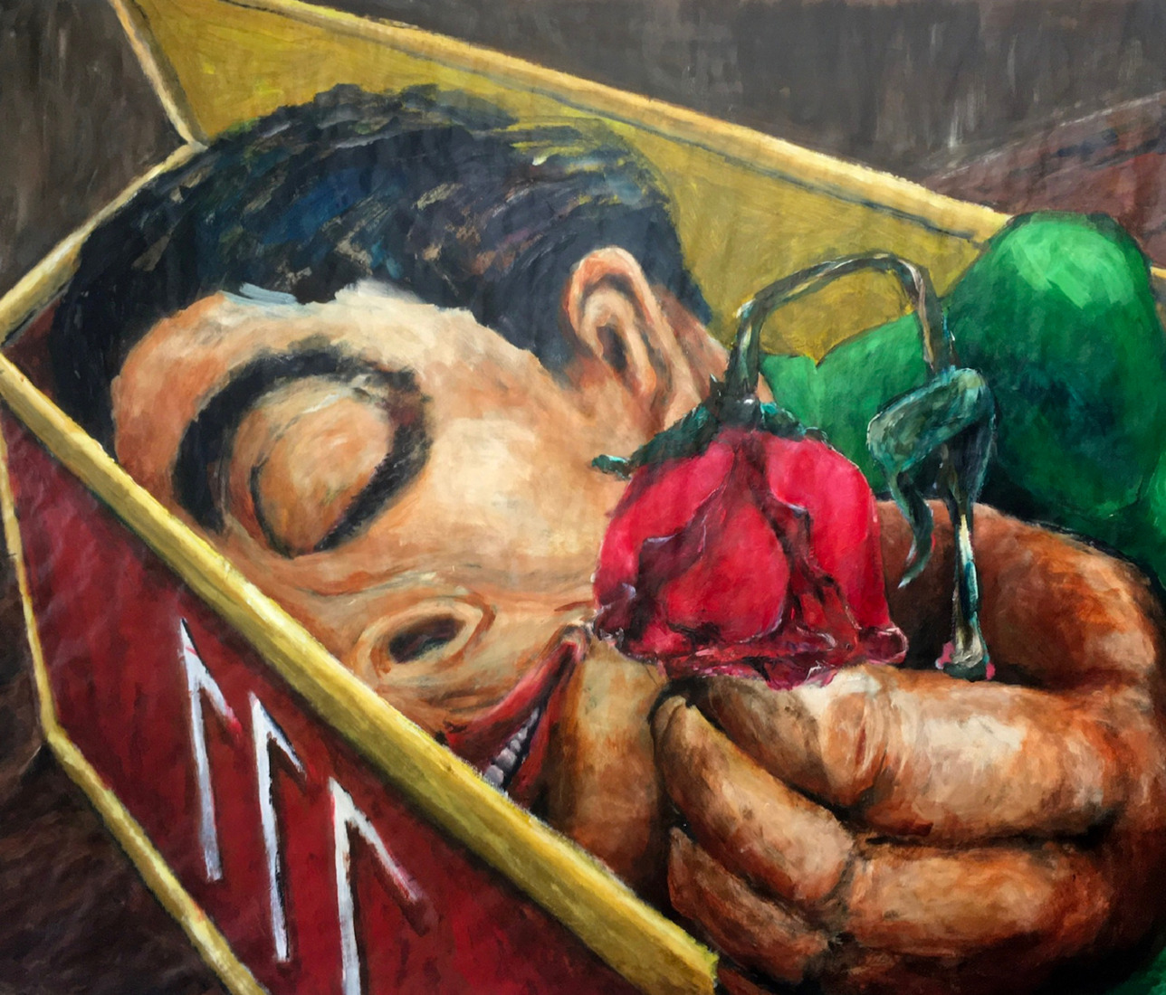 Sleepy giant in a biscuit box