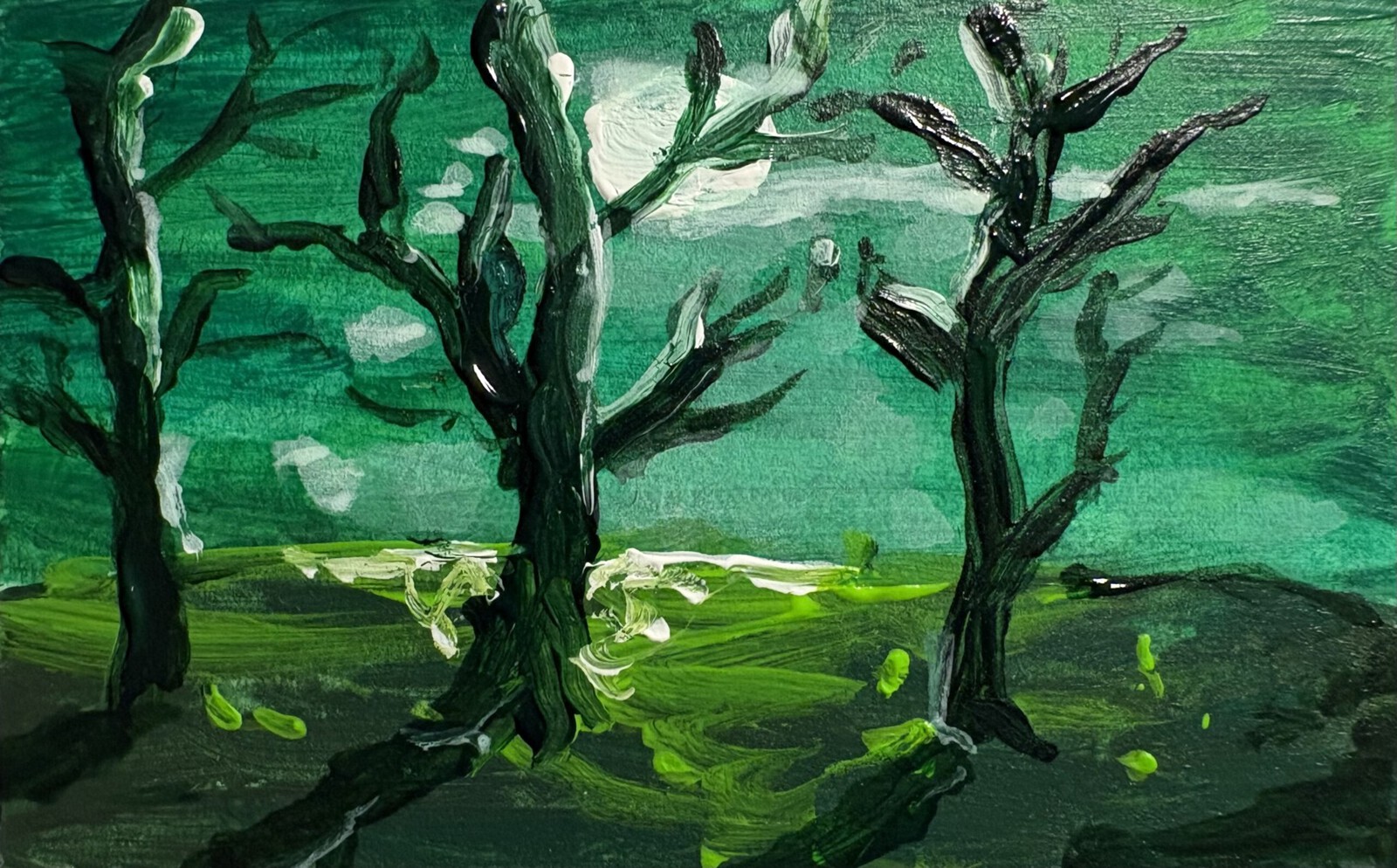 Three oaks in the moon