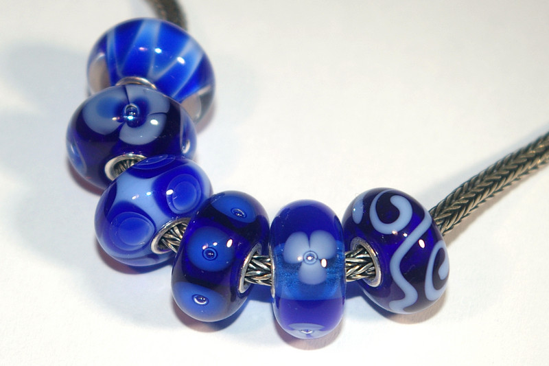 Set Glasbedels 6x Blauw