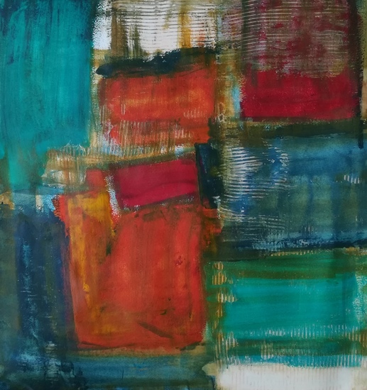 Abstract met rood en groen