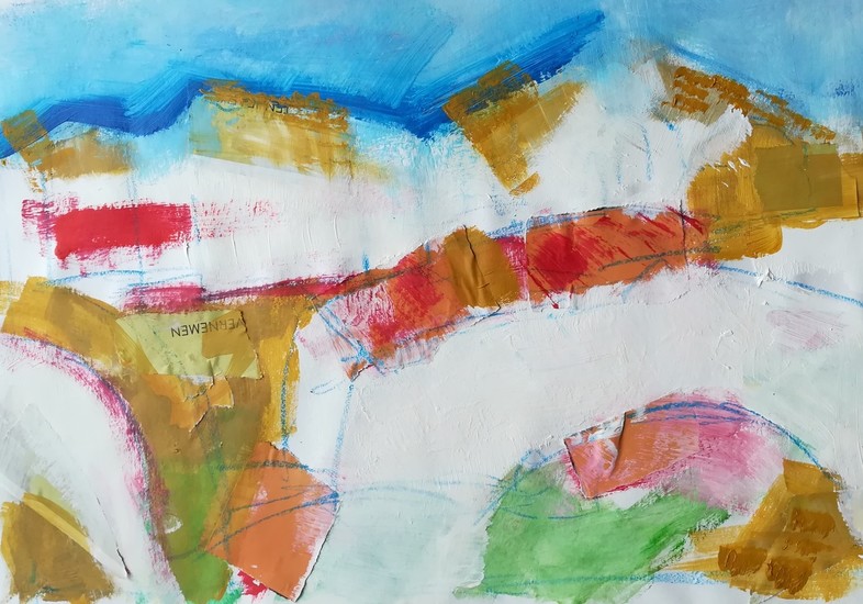 Landscape abstract collage technique