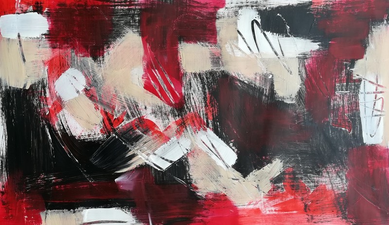 Zittende figuur, abstract