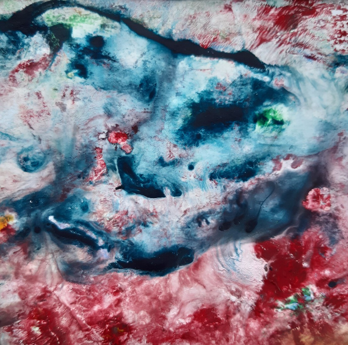 Spats in blauw en rood (2)