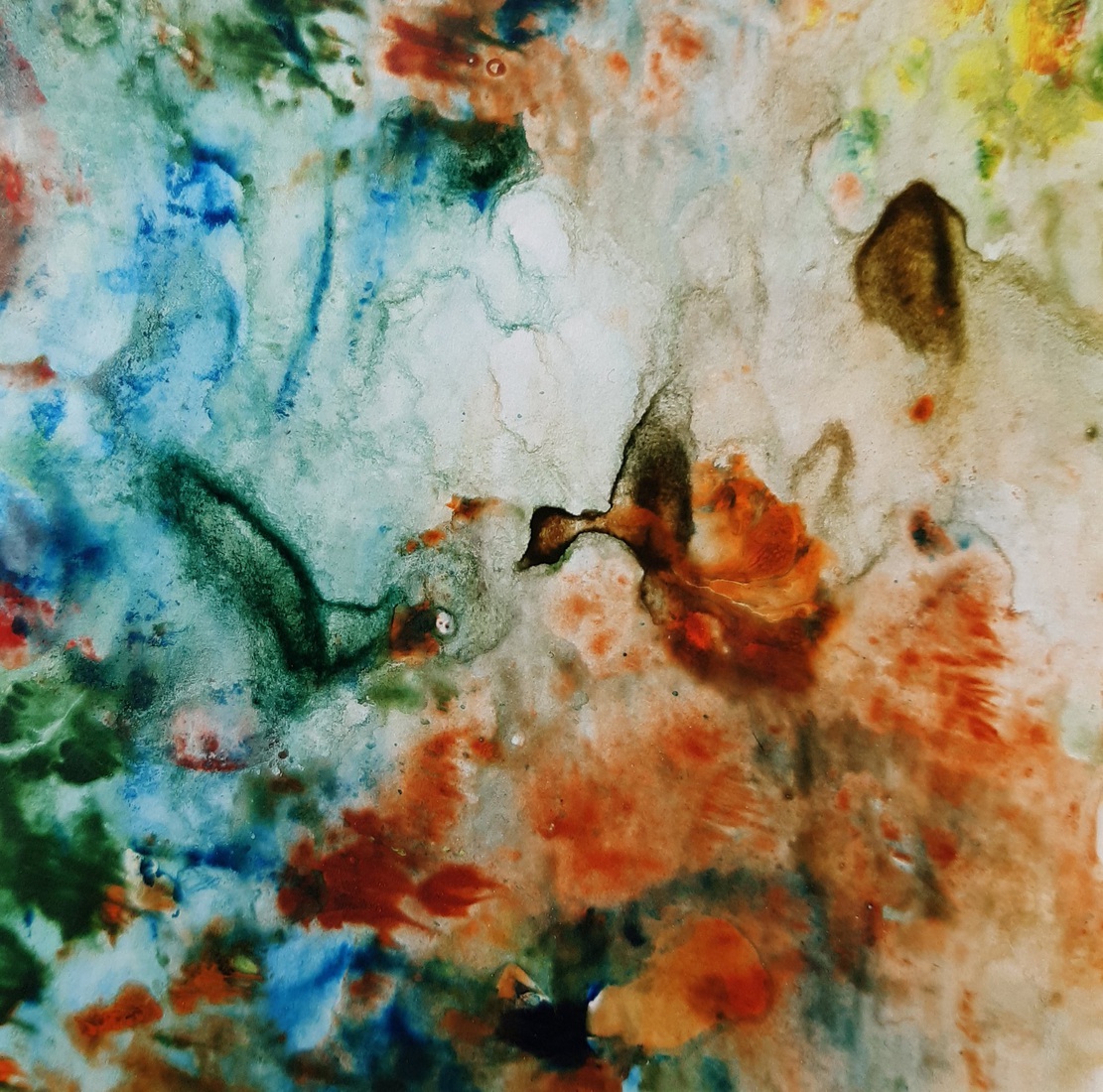 Spats in blauw, bruin, oranje/geel (8)