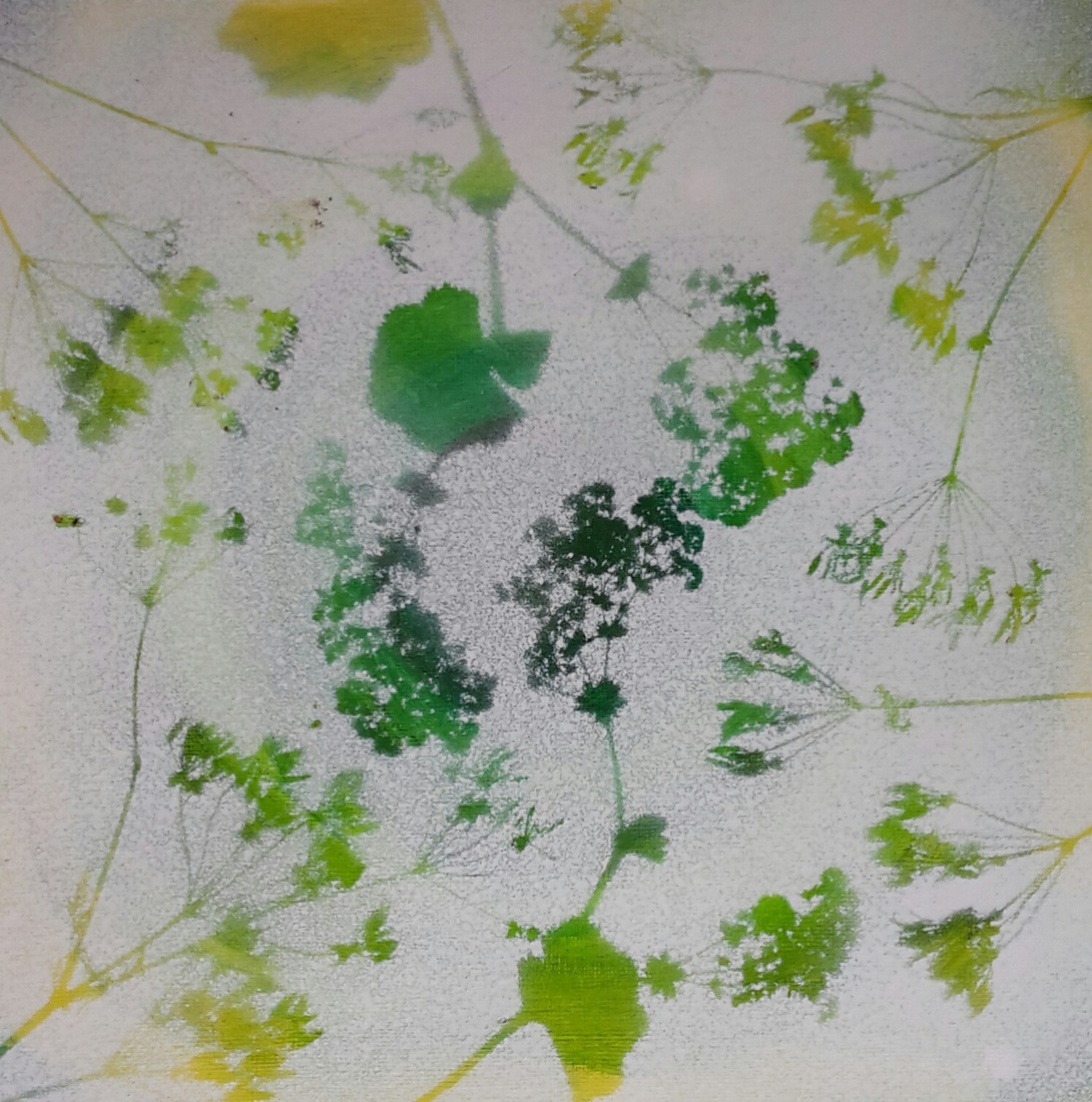 Misty flowers in groen 