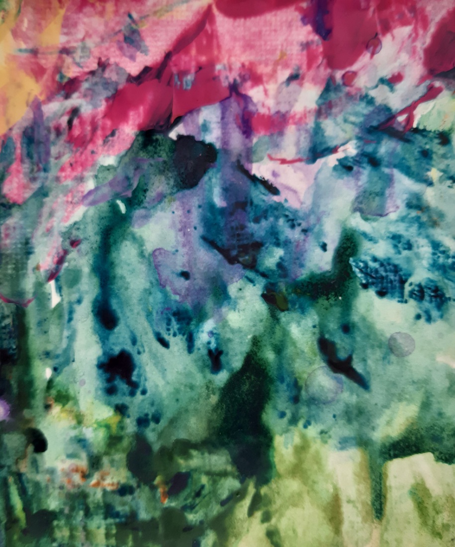 Spats in blauw, roze en groen (5)