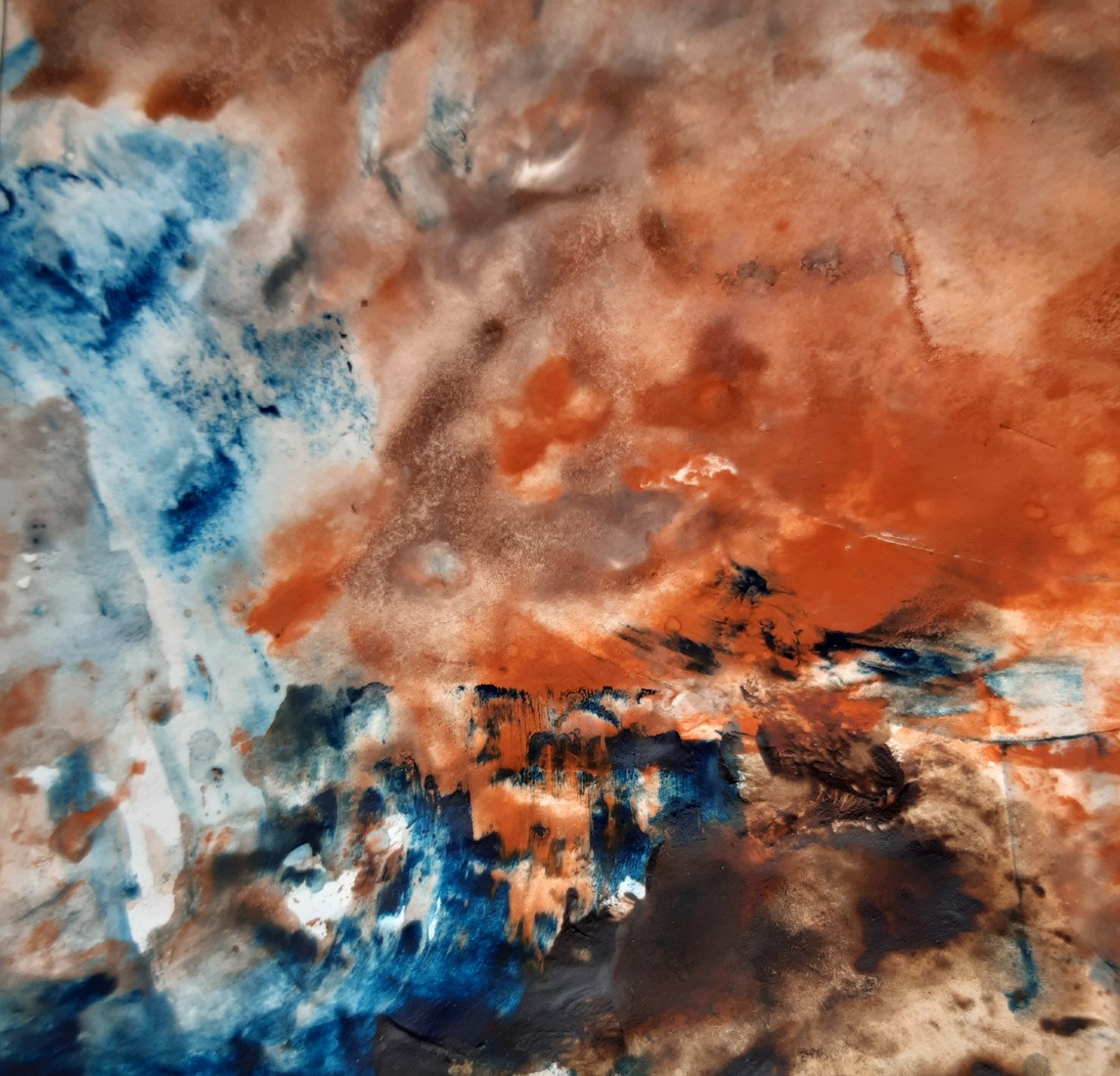 Spats in blauw, bruin, oranje/geel (10)