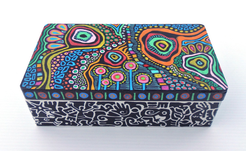 Hundertwasser box with black & white doodles