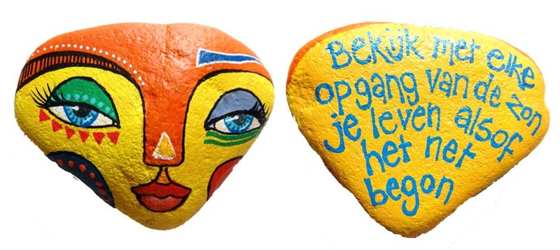 painted rock yellow mask
