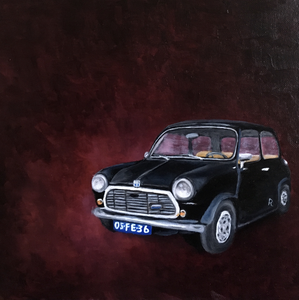 Deze Mini Cooper is 45 jaar en een aandenken voor  mijn oom en tante waar die van geweest is. 

*Dit schilderij is met olieverf en penseel opgebracht.

*De zijkanten zijn meegeschilderd.

* Vernislaag is aangebracht 

*Het schilderij is gesigneerd op de achterkant met de eerste letters van mijn voor en achternaam (RP) Renate Peters en met de datum dat het schilderij is gecreëerd. Aan de voorkant is er de letter R (van Renate) te vinden rechts onderin.