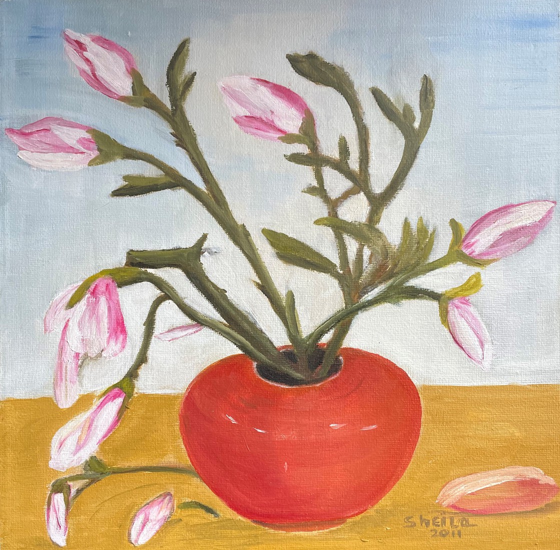 Magnolia knoppen in vaas