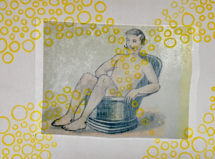 Man with yellow bubbles