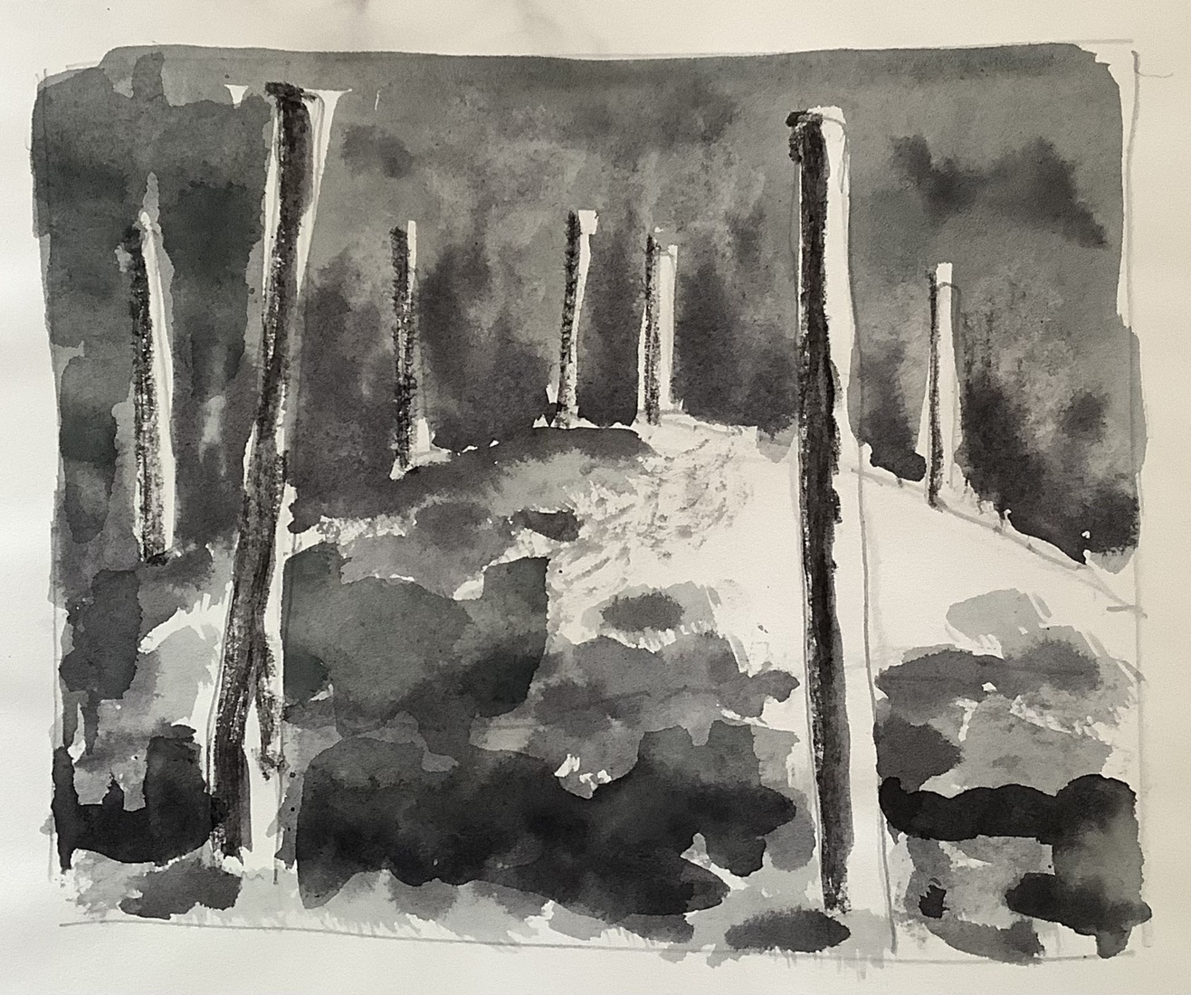 Grafheuvel in maanlicht.