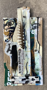 Werken met collage en aplicatie op karton, papier of hout als drager 