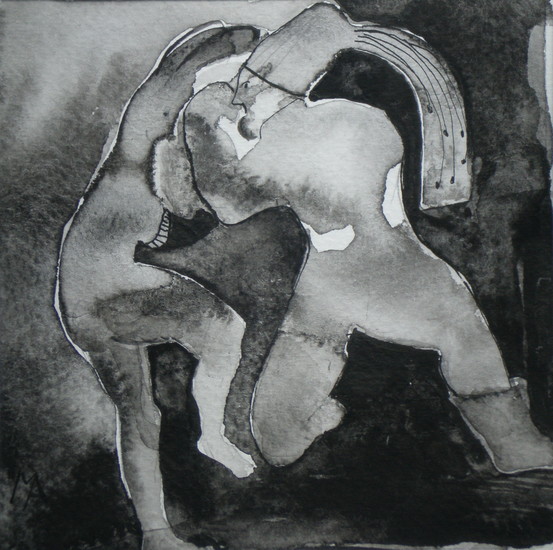 Vechtende man en angsthaas