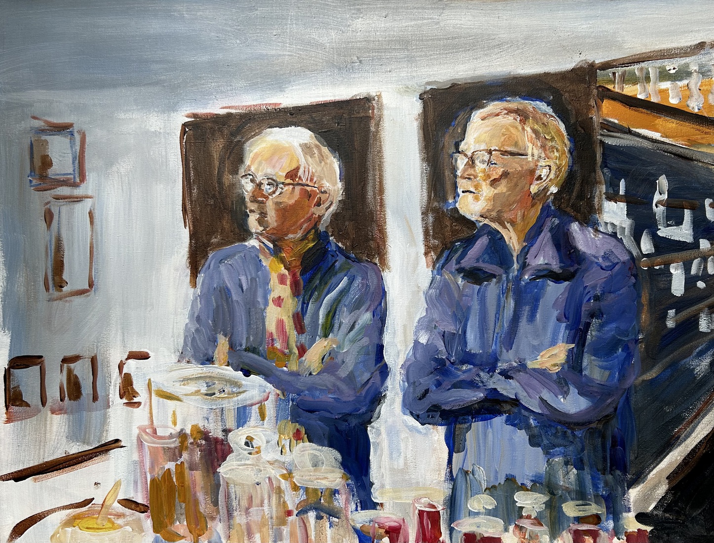 Twee aandachtige heren en de pigmentpotten