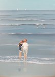 Overzicht van strandtafereeltjes met kinderen, geschilderd aan de hand foto's.