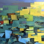 Reflectie vanuit filosofische en bijbelse thema’s leiden tot het abstraheren van zee- en landschappen. In het schilderplezier zelf komen zo kleur, vorm en ritme in brede streken tot inhoud en betekenis.