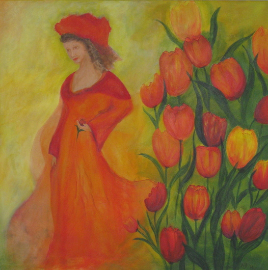 Vrouw met tulpen