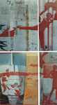 doeken waar ik voor een groot deel met collage technieken gewerkt heb. Soms zijn sommige onderdelen nog geschilderd