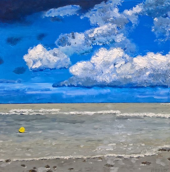 Gele boei voor de kust