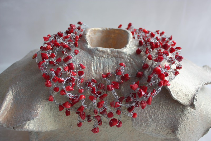 Gehaakte ketting rood