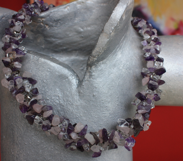 jasseron amethist,bergkristal,rozenkwarts