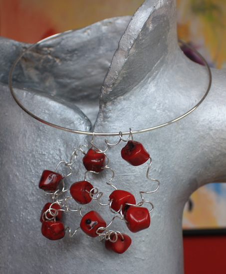 Halsketting met hanger zilverdraad