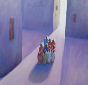 Geabstraheerde mensfiguren, dolend in een vervreemdend landschap. Waar gaan ze heen? Hoe zijn ze eraan toe? De werken gaan over keuzes in het leven, verlies, crisis, herstel, hoop, over spiritualiteit....