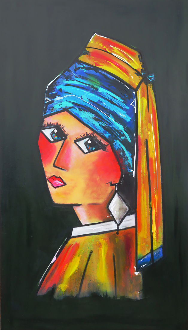 Abstracte meisje met de Parel van Vermeer