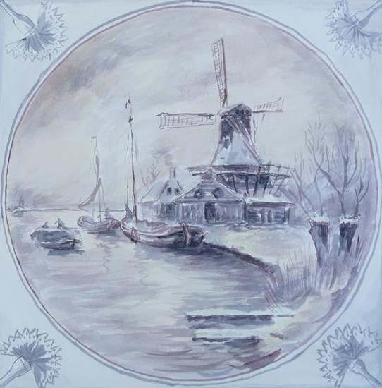 Tegel, oud hollands landschap.