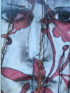 Voor mijn textielcollages gebruik ik acrylverf, textiel en foto's