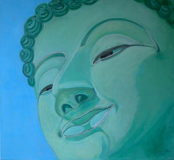 Buddha in blue and green